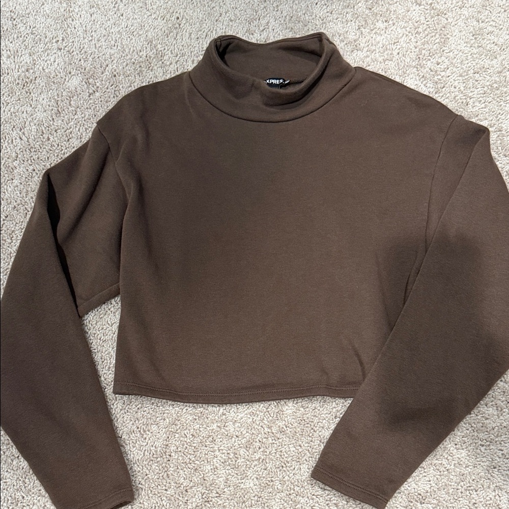 Brown Turtleneck Crop Top